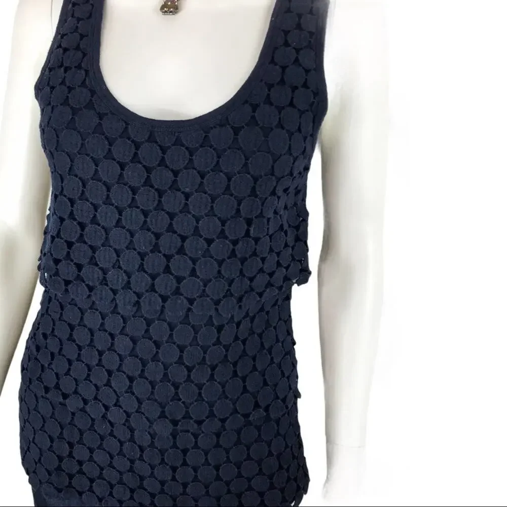 J. Crew Navy Blue Tank Top Laced Dot Cotton